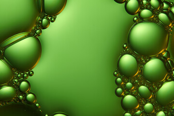 Surface of the cosmetic essence extracted from fresh gotu kola. The green light combined with the...