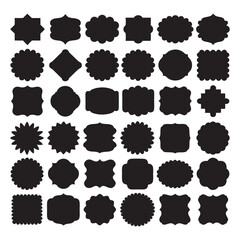 Set of Black Badge and Label Silhouettes Vector – Unique Decorative Shapes Collection