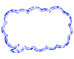 ステンドグラス風吹き出し　三角形模様　細長い雲形