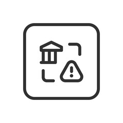 Bank Warning Icon – Alert or Risk Notification Symbol for Financial Services and Security