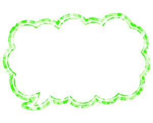 ステンドグラス風吹き出し　三角形模様　細長い雲形