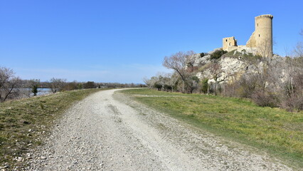 cycle route along river Rhone from Avignon to Roquemarke,France