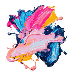 Fototapeta premium A bold, colorful abstract painting with dynamic brushstrokes and paint splatter, featuring a mix of vibrant hues.