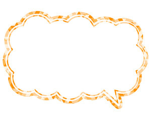 ステンドグラス風吹き出し　三角形模様　細長い雲形