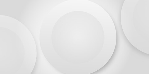 Modern abstract light silver background vector. Elegant 3D circle shape design with golden line.
