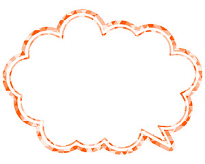 ステンドグラス風吹き出し　三角形模様　丸みのある雲形