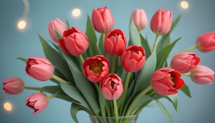 Obraz premium A stunning bouquet of vivid red tulips, creating a captivating display of natural beauty and elegance.