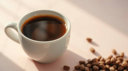 cup of coffee with beans