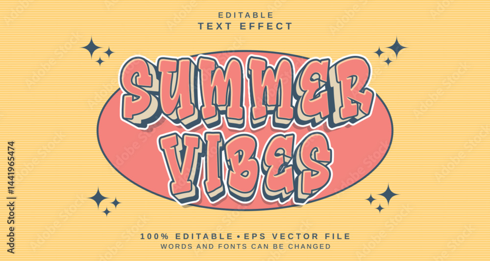 Poster editable text style effect - summer vibes text style theme.