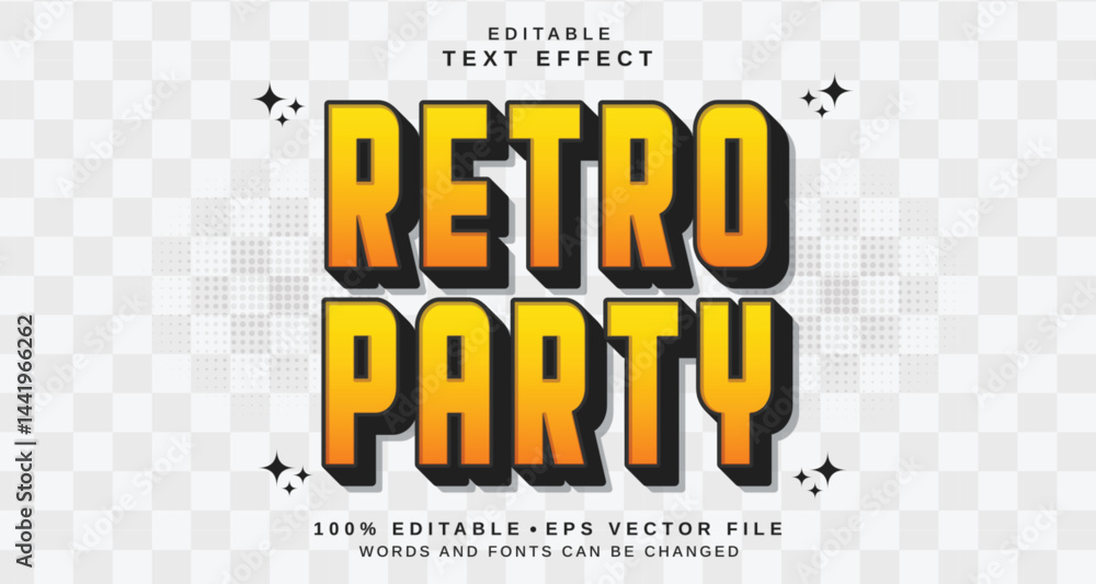 Poster editable text style effect - retro party text style theme.