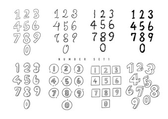 色々な手描き数字セット
