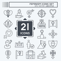 Icon Set Feminism. related to Education symbol. line style. design editable