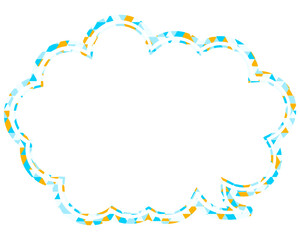 ステンドグラス風吹き出し　三角形模様　丸みのある雲形