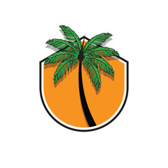 Obraz premium coconut trees silhoette image vector illustration for tropical island logo
