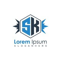 Modern Latter Luxury Monogram Logo with Royal Crown and Polygon Frame
