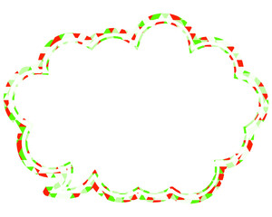 ステンドグラス風吹き出し　三角形模様　丸みのある雲形