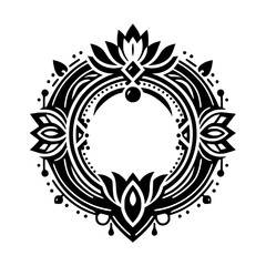 Fototapeta premium Black & White Lotus Mandala: Intricate Circular Design