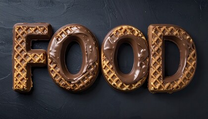 Delicious Chocolate-Coated Waffle Letters Forming Food