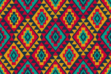 Seamless ethnic pattern made of geometric shapes design for all types of textiles and printing, fabric, clothing, bohemian style, carpet.	