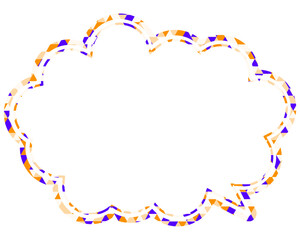 ステンドグラス風吹き出し　三角形模様　丸みのある雲形
