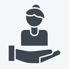 Icon Caring For Women. related to Feminism symbol. glyph style. design editable