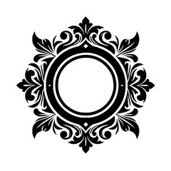 Elegant Black and White Floral Monogram Frame Design