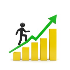 3D black figure ascending success graph