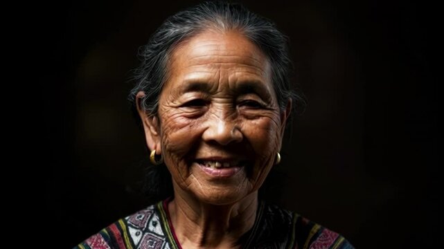 Joy in a digital world captures an elder asian woman's warm smile through innovative 3d computer-generated animation technology. Generative AI