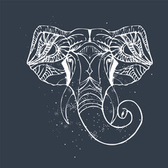 Abstract silhouette of an elephant head, religion of India. 