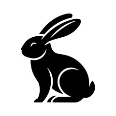 Obraz premium Bunny side view black vector design, silhouette