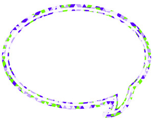 ステンドグラス風吹き出し　三角形模様　丸形