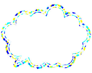 ステンドグラス風吹き出し　三角形模様　丸みのある雲形