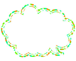 ステンドグラス風吹き出し　三角形模様　丸みのある雲形