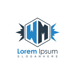 Modern Latter Luxury Monogram Logo with Royal Crown and Polygon Frame
