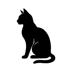 Cat sitting side view black vector design, silhouette