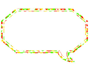 ステンドグラス風吹き出し　三角形模様　細長い八角形