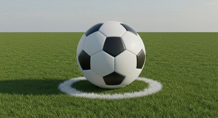 Fototapeta premium Soccer Ball on the Pitch Ready for a Penalty Kick A Classic Game of Football