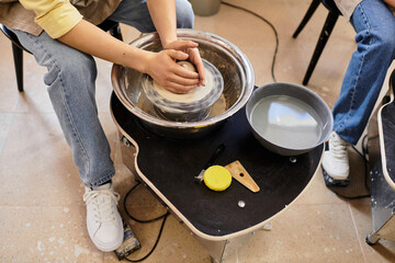 Creating beautiful pottery together in a vibrant studio space filled with love and creativity