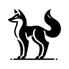 Fox side view black vector design, silhouette