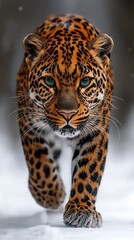 Obraz premium Wild leopard on white background closeup high resolution image