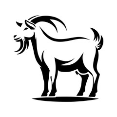 Goat side view black vector design, silhouette