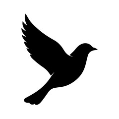 Flying bird side view black vector design, silhouette
