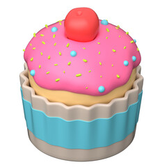 Cup Cake 3D icon on transparent