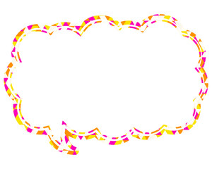 ステンドグラス風吹き出し　三角形模様　細長い雲形