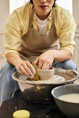 Crafting beautiful handmade pottery in a bright and inviting studio workspace