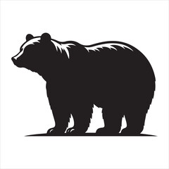 bear standing silhouette, vector, black color silhouette 