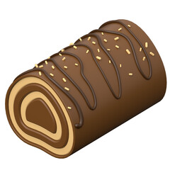 Roll cake 3D icon on transparent