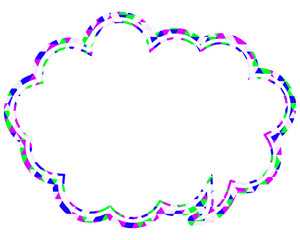 ステンドグラス風吹き出し　三角形模様　丸みのある雲形