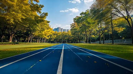 Autumn park running track perspective. Possible stock photo use