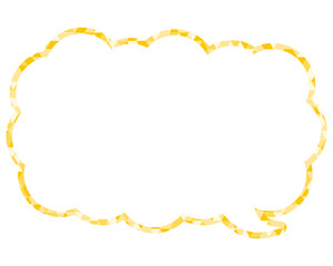 ステンドグラス風吹き出し　三角形模様　細長い雲形